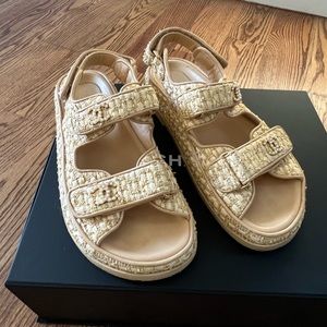 Size 37 Chanel rafia dad sandals Gently used